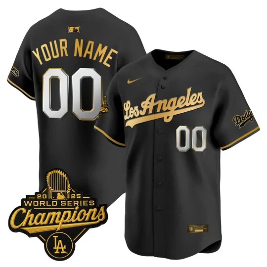 Los Angeles Dodgers Custom Black Gold 2026 Vapor Premier Limited World Series Champions Edition Stitched Jersey