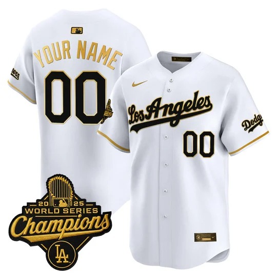 Los Angeles Dodgers Custom White Gold 2026 Vapor Premier Limited World Series Champions Edition Stitched Jersey