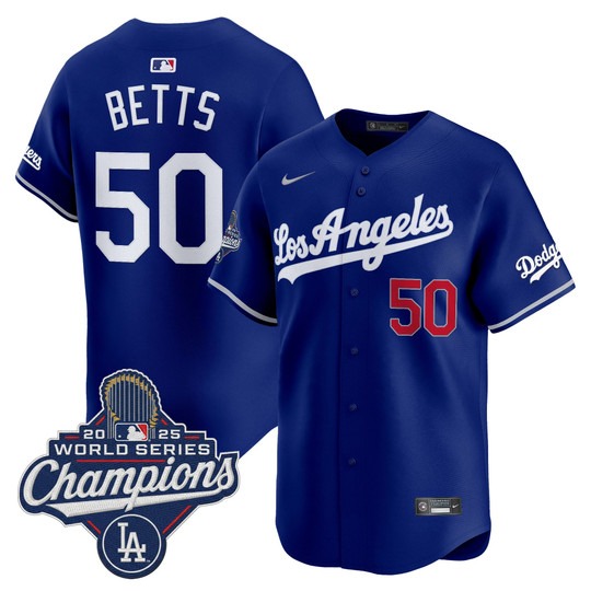 Men's Los Angeles Dodgers #50 Mookie Betts Royal 2026 Vapor Premier Limited World Series Champions Edition Stitched Jersey