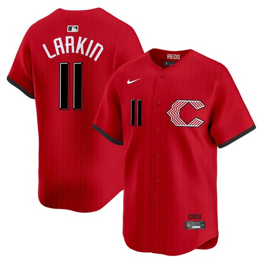 Men's Cincinnati Reds #11 Barry Larkin Red 2026 City Connect Limited Stitched Baseball Jersey