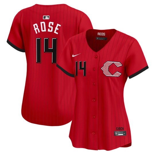 Women's Cincinnati Reds #14 Pete Rose Red 2026 City Connect Limited Stitched Baseball Jersey