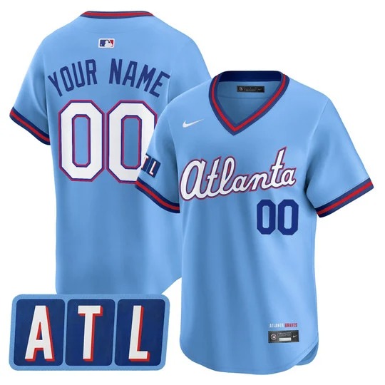 Men's Atlanta Braves Custom Powder Blue 2026 City Connect Limited Stitched Jersey