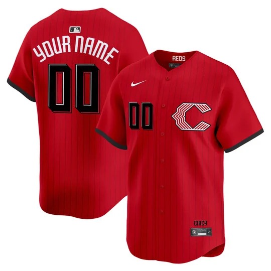 Men's Cincinnati Reds Custom Red 2026 City Connect Limited Stitched Baseball Jersey
