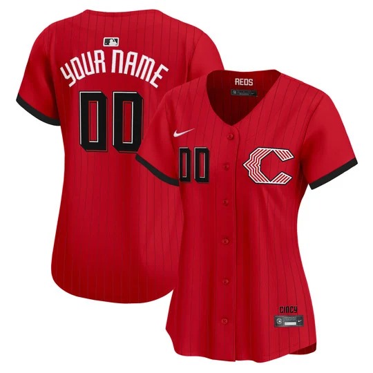 Women's Cincinnati Reds Custom Red 2026 City Connect Limited Stitched Baseball Jersey