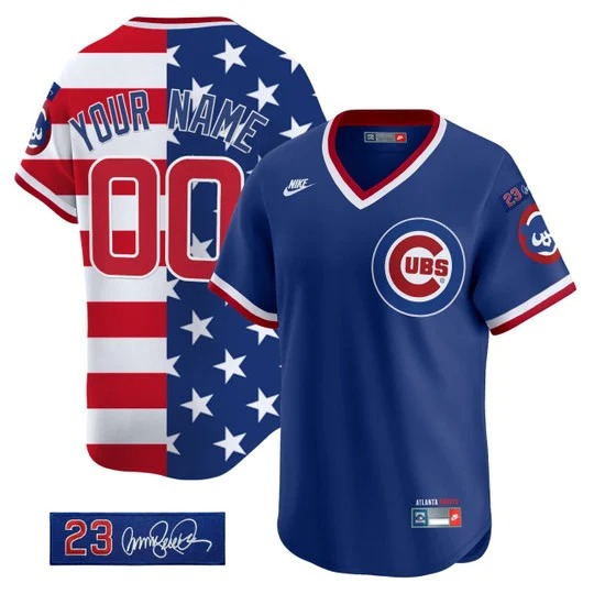 Men's & Women's & Youth Chicago Cubs x American Flag Custom Royal Stitched Baseball Jersey