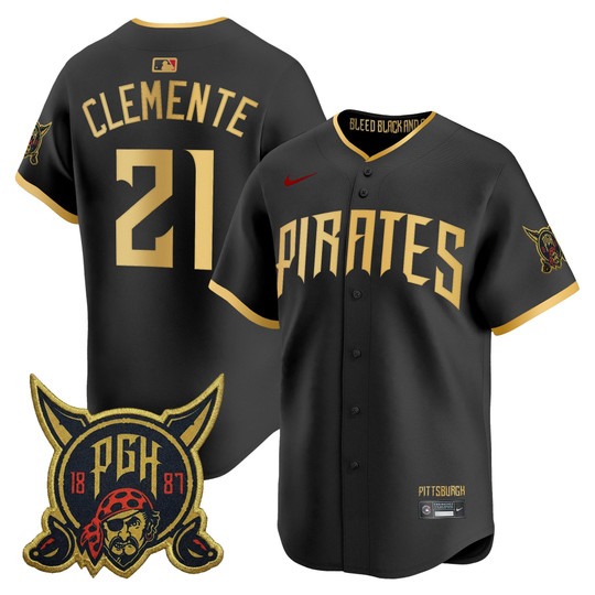 Men's Pittsburgh Pirates #21 Roberto Clemente Black 2026 City Connect Limited Stitched Jersey