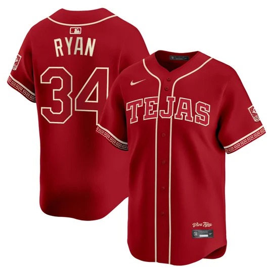 Men's Texas Rangers #34 Nolan Ryan Red 2026 City Connect Limited Stitched Jersey