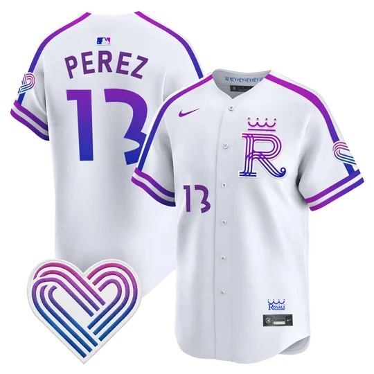 Men's Kansas City Royals #13 Salvador Perez White 2026 City Connect Limited Stitched Jersey