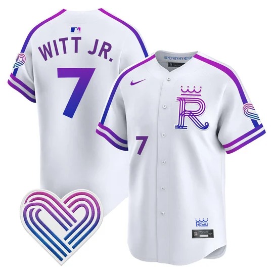 Men's Kansas City Royals #7 Bobby Witt Jr. White 2026 City Connect Limited Stitched Jersey
