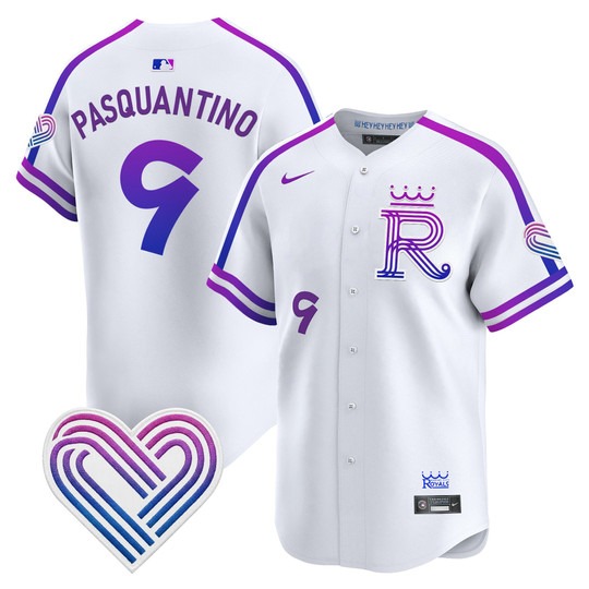 Men's Kansas City Royals #9 Vinnie Pasquantino White 2026 City Connect Limited Stitched Jersey
