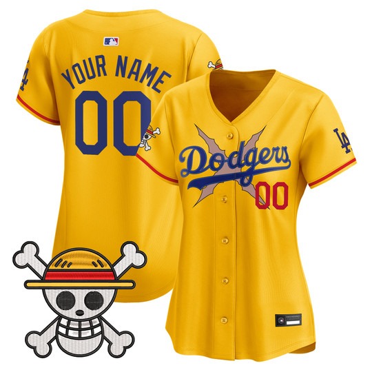 Women's Los Angeles Dodgers Active Player Custom Gold x One Piece 2025 Vapor Premier Limited Stitched Baseball Jersey