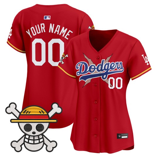 Women's Los Angeles Dodgers Active Player Custom Red x One Piece 2025 Vapor Premier Limited Stitched Baseball Jersey