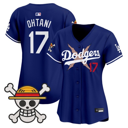 Women's Los Angeles Dodgers #17 Shohei Ohtani Royal x One Piece 2025 Vapor Premier Limited Stitched Baseball Jersey