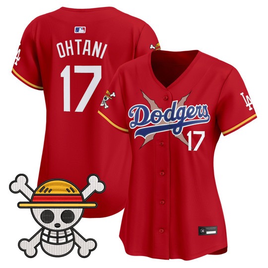 Women's Los Angeles Dodgers #17 Shohei Ohtani Red x One Piece 2025 Vapor Premier Limited Stitched Baseball Jersey