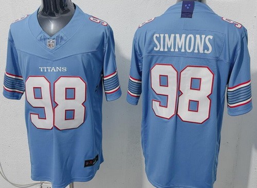 Men's Tennessee Titans #98 Jeffery Simmons Light Blue 2026 F.U.S.E. Vapor Limited Stitched Jersey