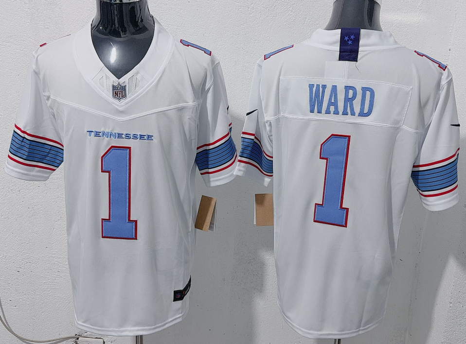 Men's Tennessee Titans #1 Cameron Ward White 2026 F.U.S.E. Vapor Limited Stitched Jersey