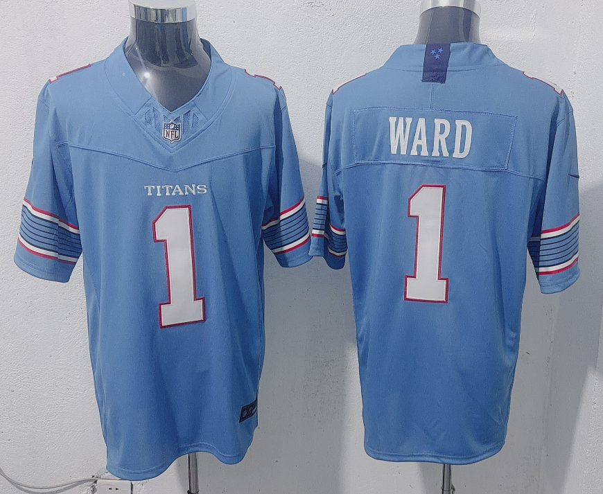 Men's Tennessee Titans #1 Cameron Ward Light Blue 2026 F.U.S.E. Vapor Limited Stitched Jersey