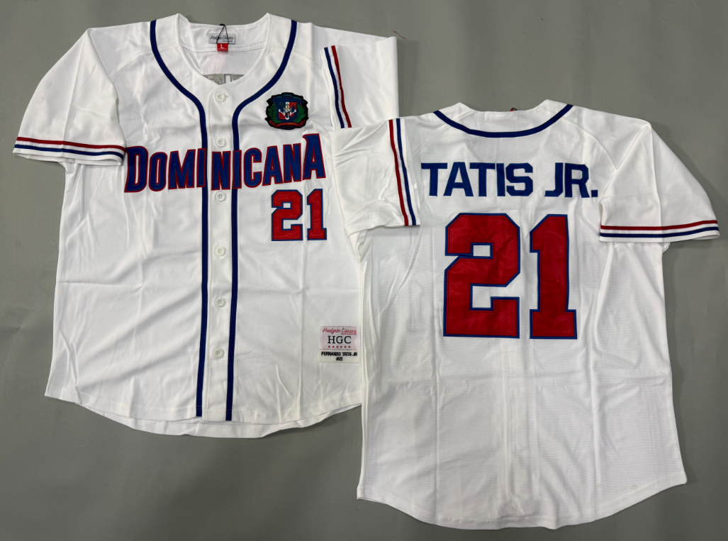 Men's Dominican Republic Baseball #21 Fernando Tatis Jr. White Throwback Stitched Jersey