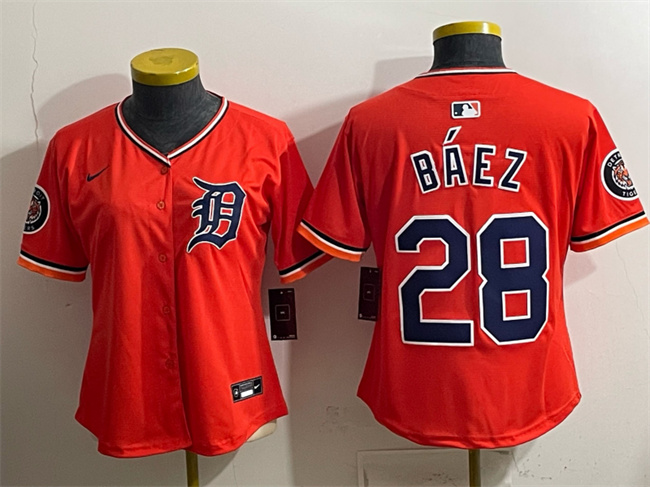 Youth Detroit Tigers #28 Javier Báez Orange 2026 Alternate Vapor Premier Limited Stitched Baseball Jersey