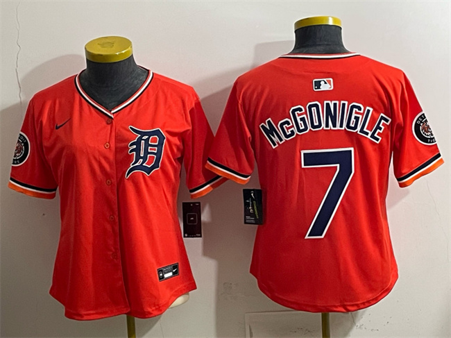 Women's Detroit Tigers #7 Kevin McGonigle Orange 2026 Alternate Vapor Premier Limited Stitched Baseball Jersey(Run Small)