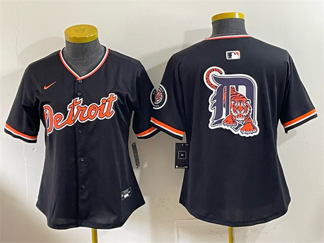Women's Detroit Tigers Team Big Logo Black 2026 Alternate Vapor Premier Limited Stitched Baseball Jersey(Run Small)