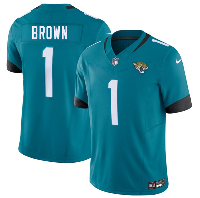 Men's Jacksonville Jaguars #1 Montaric Brown Teal 2026 F.U.S.E. Vapor Untouchable Limited Stitched Jersey