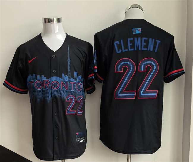 Men's Toronto Blue Jays #22 Ernie Clement Navy 2024 City Connect Limited Stitched Baseball Jersey