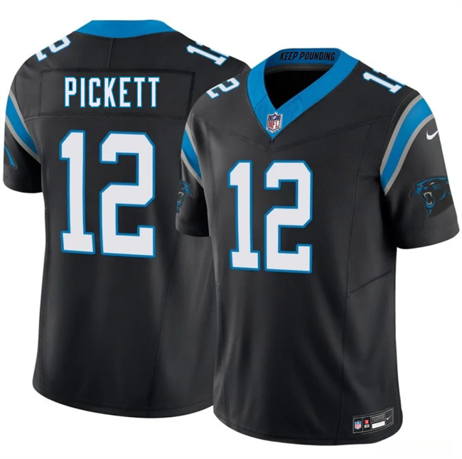 Men's Carolina Panthers #12 Kenny Pickett Black 2026 F.U.S.E. Vapor Limited Stitched Football Jersey