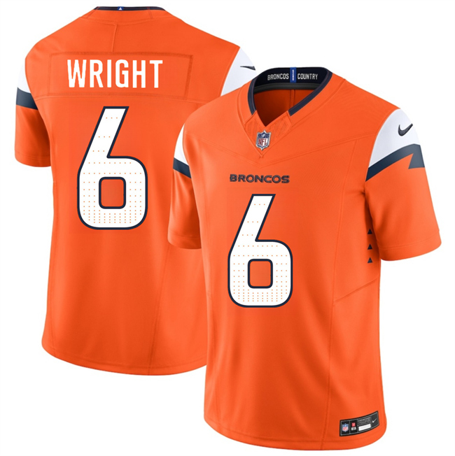 Men's Denver Broncos #6 William Wright Orange 2026 Draft F.U.S.E. Vapor Limited Stitched Football Jersey