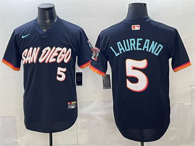 Men's San Diego Padres #5 Ramón Laureano Obsidian 2026 City Connect Stadium Stitched Baseball Jersey