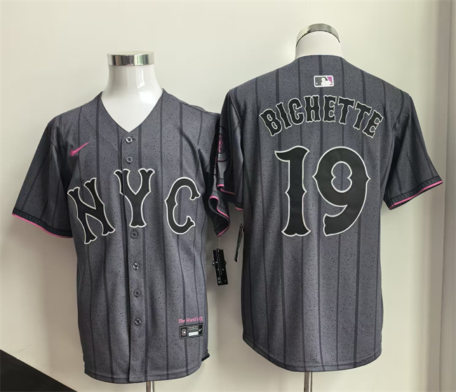 Men's New York Mets #19 Bo Bichette Grey City Connect Stitched Baseball Jersey
