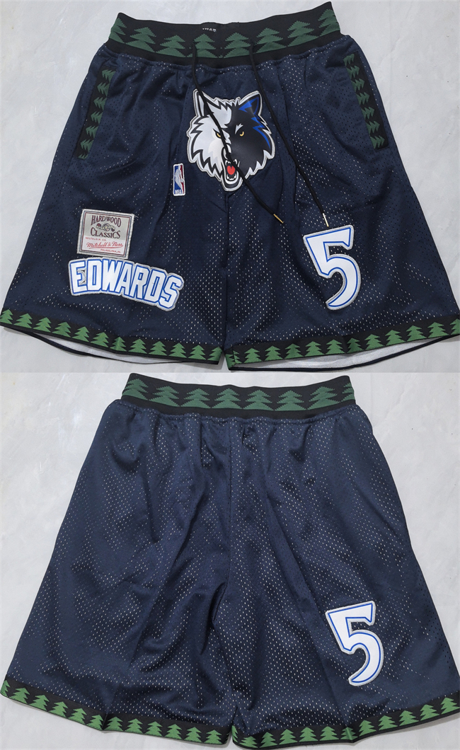 Men's Minnesota Timberwolves #5 Anthony Edwards Black Shorts (Run Small)