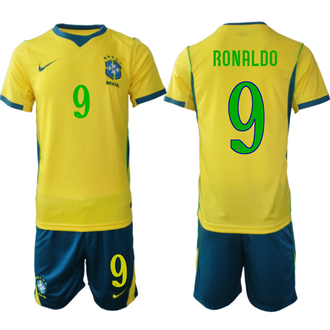 Men's Brazil national football team #9 Ronaldo Yellow 2026  Soccer Jersey Suit