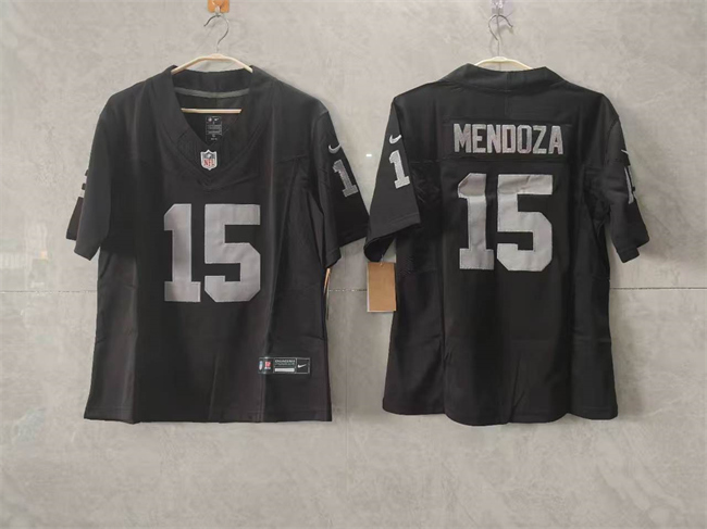 Women's Las Vegas Raiders #15 Fernando Mendoza Black 2026 Draft F.U.S.E. Vapor Stitched Jersey(Run Small)