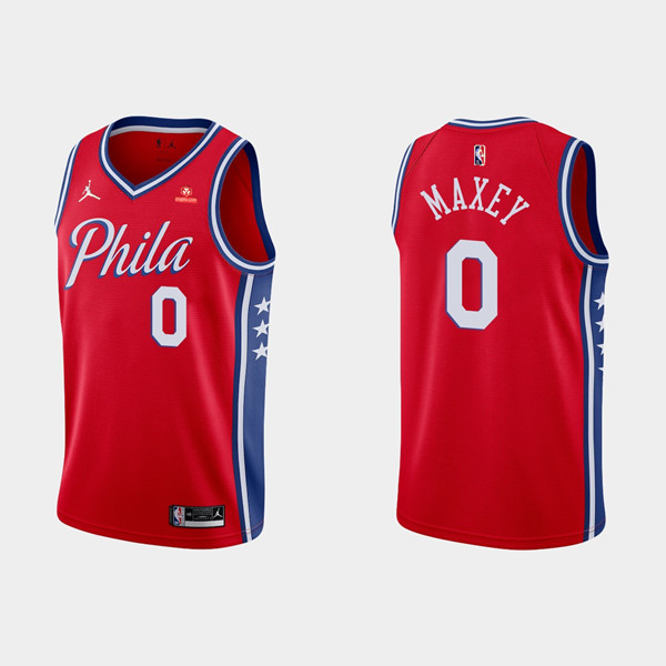 Youth Philadelphia 76ers #0 Tyrese Maxey Red Statement Edition Stitched Jersey