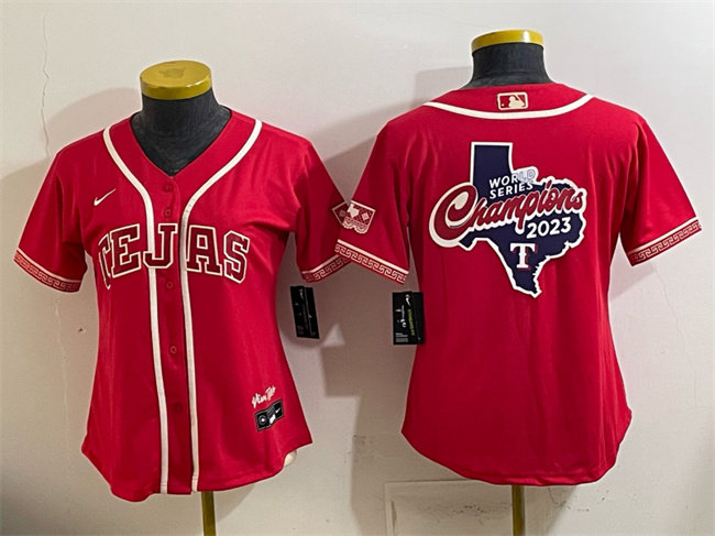 Women's Texas Rangers Team Big Logo Red 2026 City Connect Stadium Stitched Baseball Jersey(Run Small) (2)