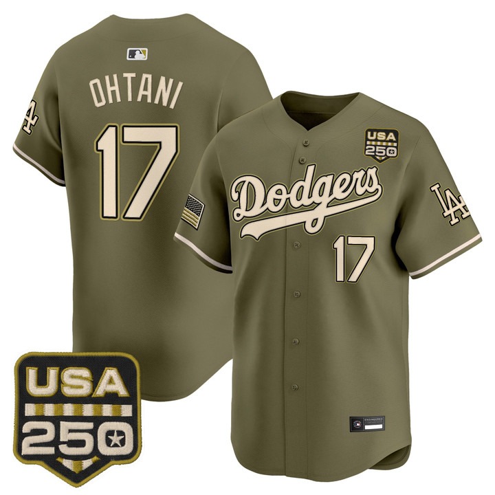 Men's Los Angeles Dodgers #17 Shohei Ohtani Olive 2026 Armed Forces Day Limited Stitched Jersey