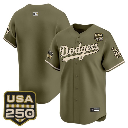 Men's Los Angeles Dodgers Blank Olive 2026 Armed Forces Day Limited Stitched Jersey