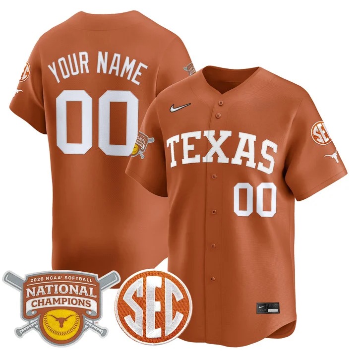 Men & Women & Youth Texas Longhorns Custom Orange 2026 Softball National Champions Limited Stitched Baseball Jersey