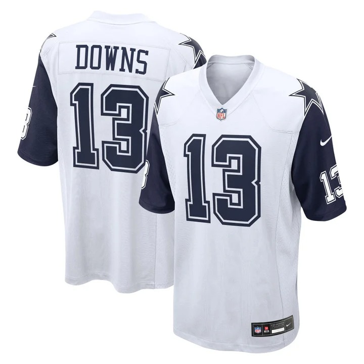 Men's Dallas Cowboys #13 Caleb Downs Throwback Stitched Jersey
