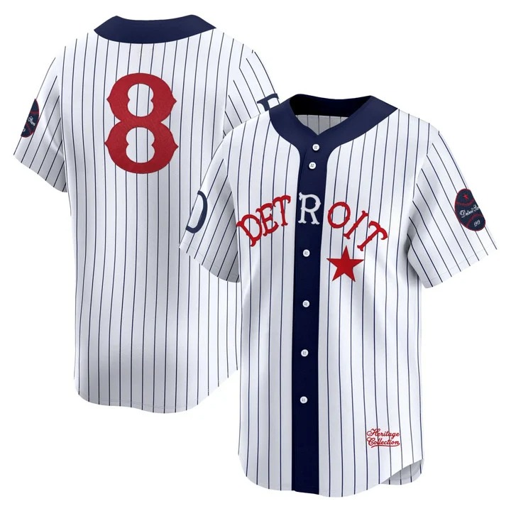 Men & Women & Youth Detroit Stars #8 White Pinstripe Stitched Baseball Jersey