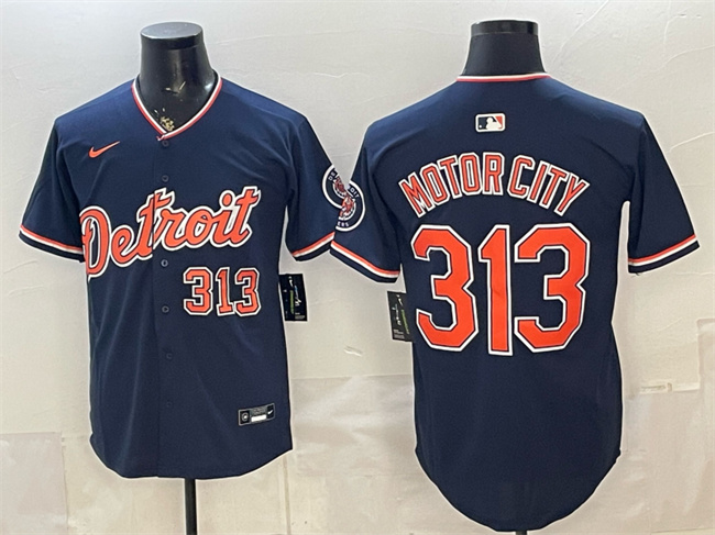 Men's Detroit Tigers #313 Motor City Navy 2026 Alternate Vapor Premier Limited Stitched Baseball Jersey
