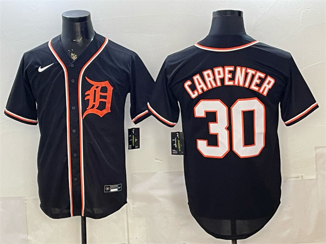 Men's Detroit Tigers #30 Kerry Carpenter 2026 Fashion Replica Black Out Stitched Baseball Jersey