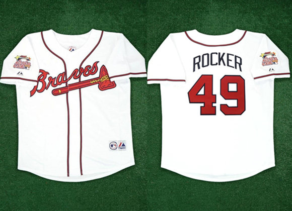 Men's Atlanta Braves #49 John Rocker White 2000 All Star Home Stitched Baseball Jersey