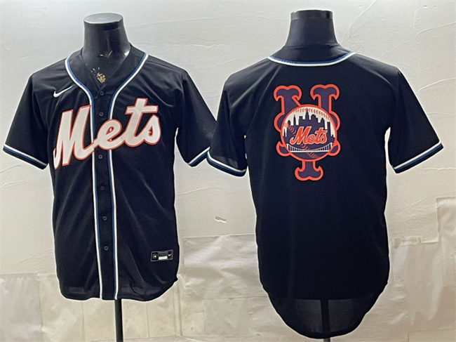 Men's New York Mets Team Big Logo 2026 Fashion Replica Black Out Stitched Baseball Jerseys