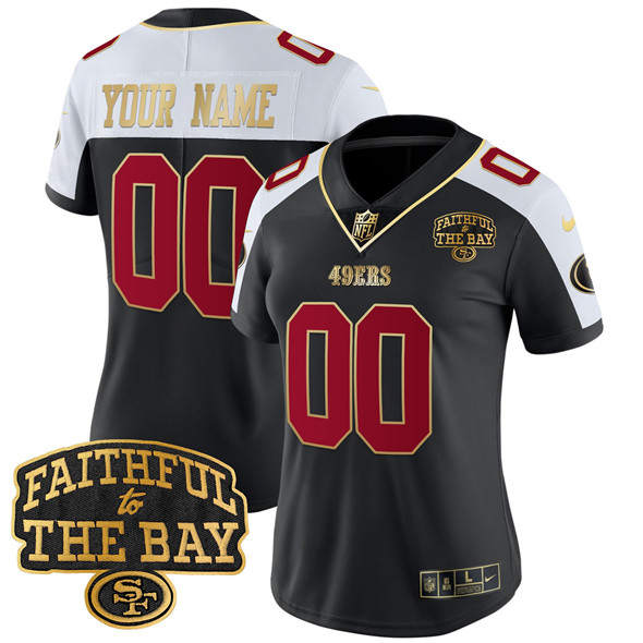 Women's San Francisco 49ers Customized Black Alternate 2025 Faithful To The Bay Patch Vapor Limited V8 Stitched Football Jersey(Run Small)