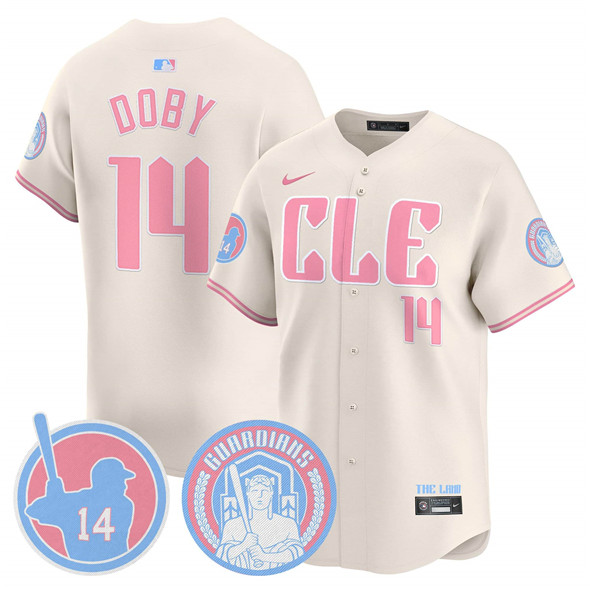 Men's & Women's & Youth Cleveland Guardians ACTIVE PLAYER Custom Cream Bubblegum Pink 2025 Vapor Limited Stitched Baseball Jersey