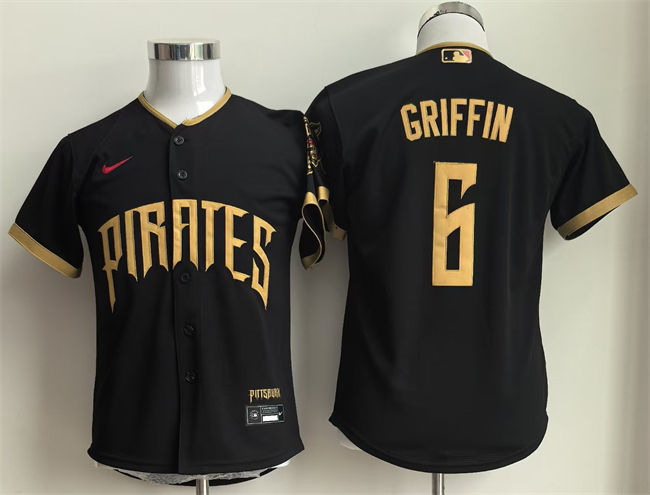 Youth Pittsburgh Pirates #6 Konnor Griffin Black 2026 City Connect Stadium Stitched Baseball Jersey