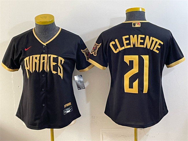 Youth Pittsburgh Pirates #21 Roberto Clemente Black 2026 City Connect Stadium Stitched Baseball Jersey