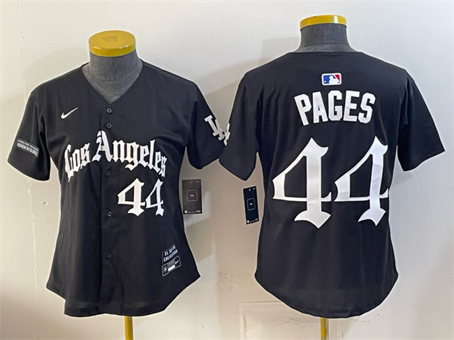 Women's Los Angeles Dodgers #44 Andy Pages Black LA Gothic Style Limited Stitched Baseball Jersey(Run Small)
